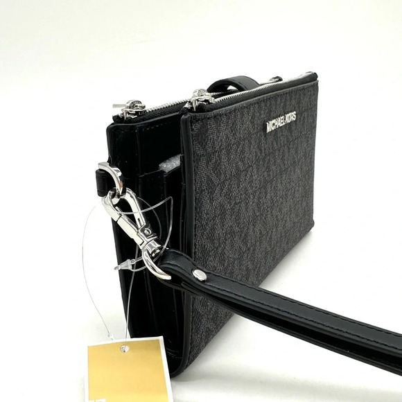 Michael Kors Large Double Zip Wallet Wristlet Black - Picture 3 of 9